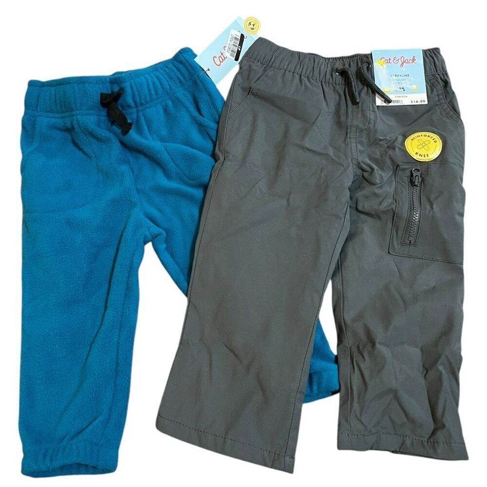 NEW Cat & Jack Bundle of Boys Bottoms Blue Fleece/Gray Woven 18 Month